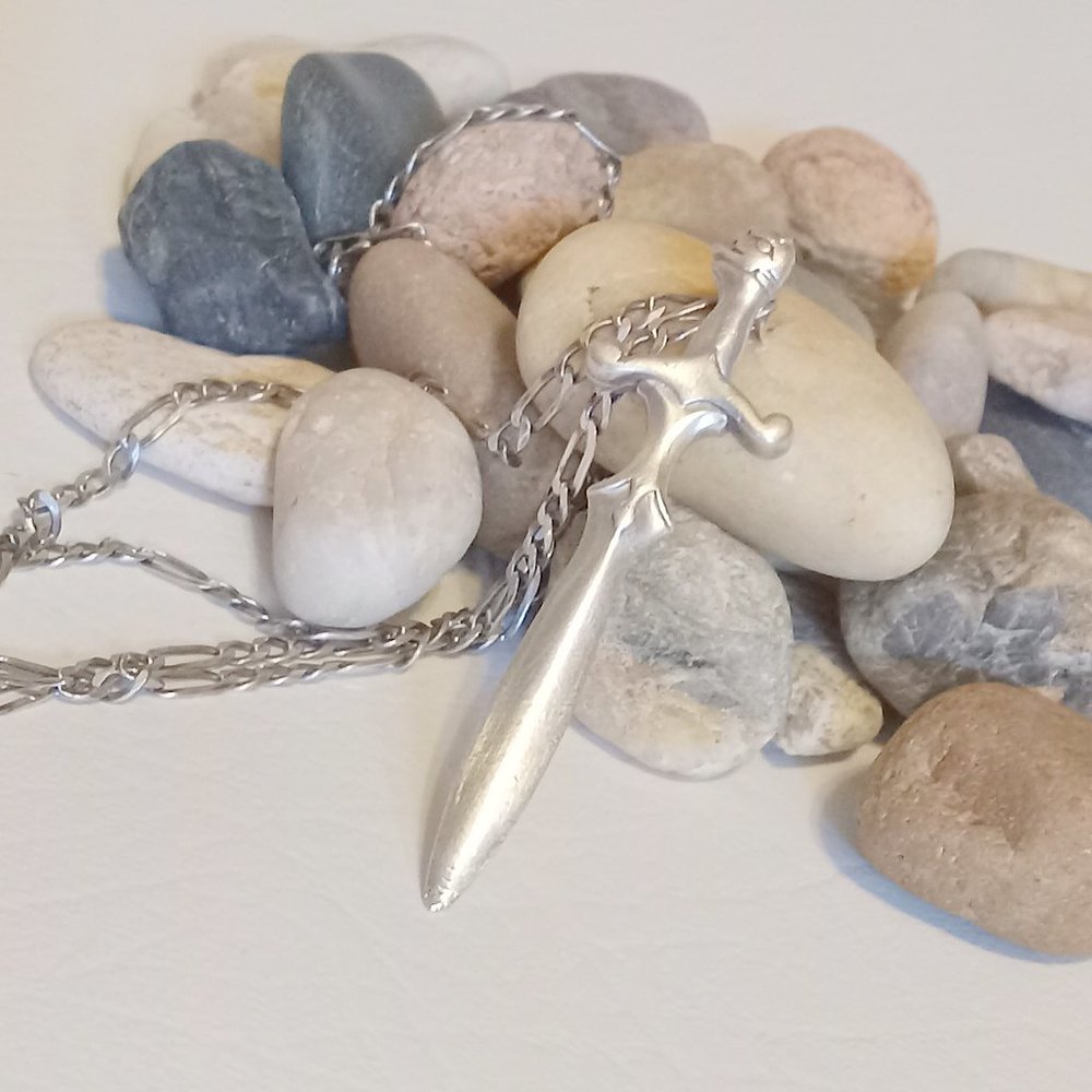 Vintage Sterling Silver Knights Sword Necklace